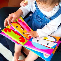 Libro de tela Montessori animales de dibujos para bebé