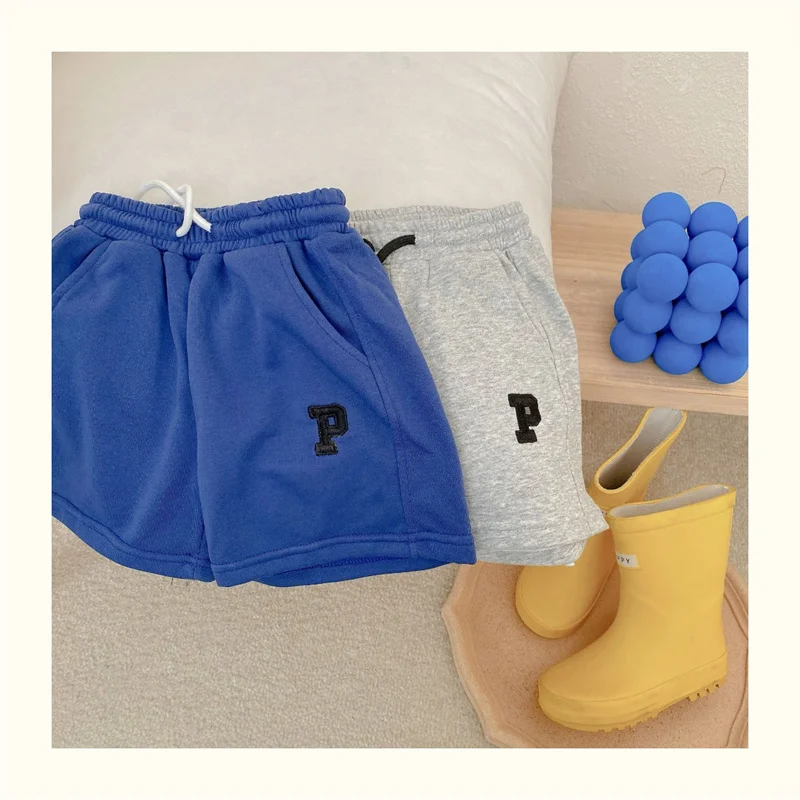 Pantalones de chándal verano con letras y cintura elástica para niños