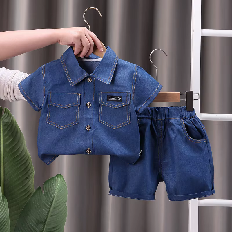 Conjunto niño verano: camisa y pantalón corto de algodón casual - imagen 5