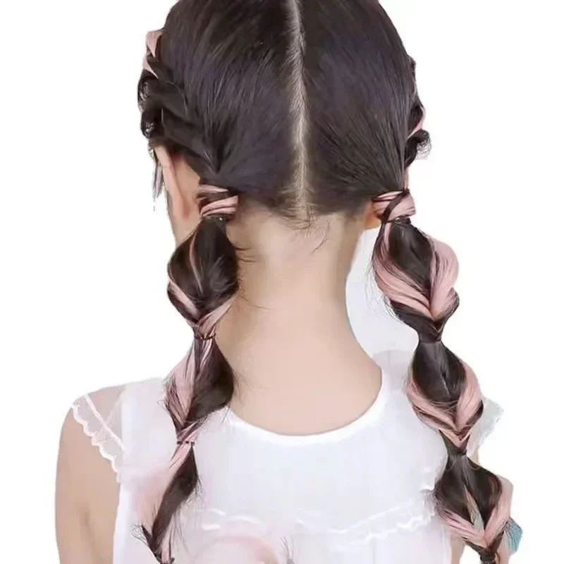 Extensiones de cabello con clip trenzado para niñas estilo princesa - imagen 2