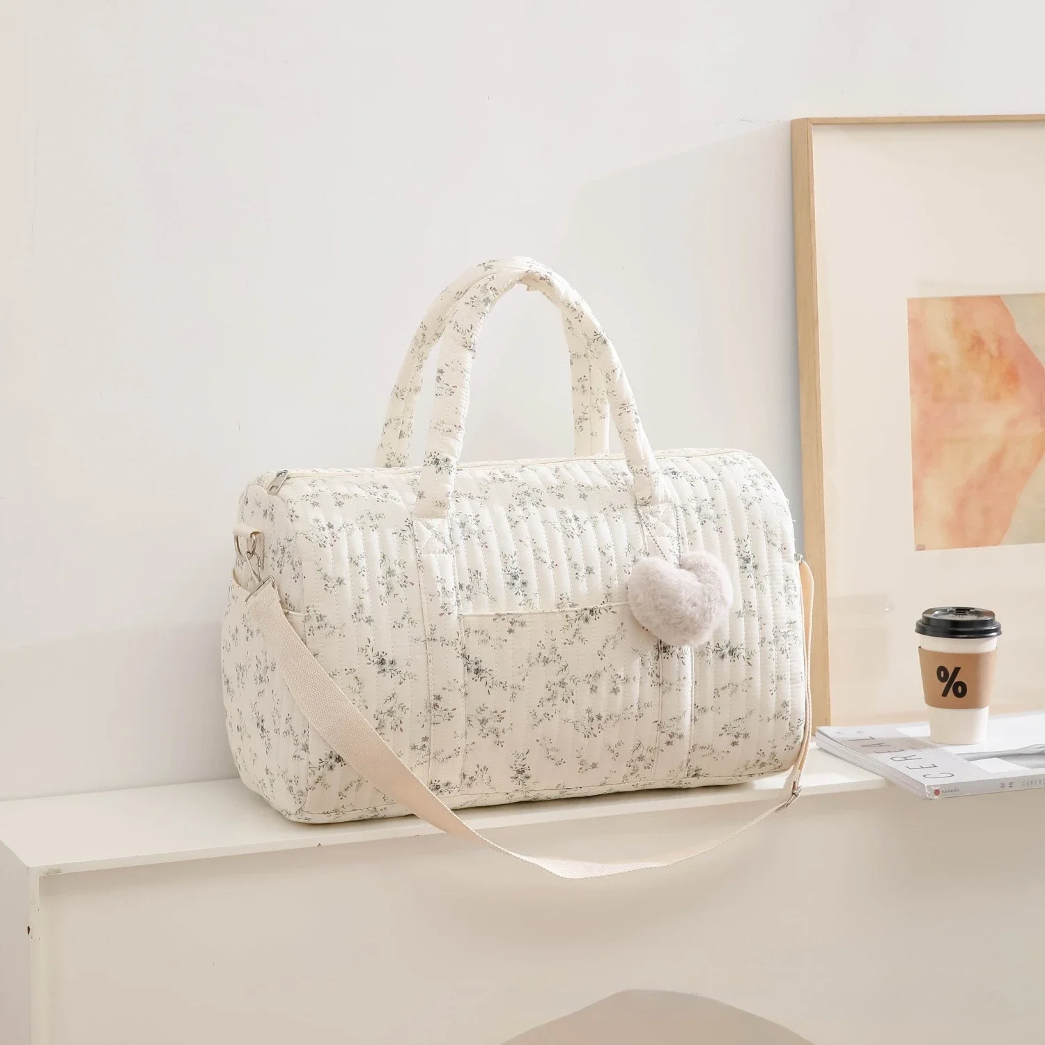 Bolsa de maternidad con bordado floral y gran capacidad