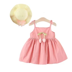 Vestido veraniego en algodón para niñas con falda de tirantes