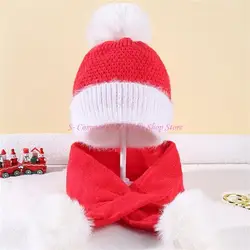 85AE conjunto gorro de invierno y bufanda cuello bebé