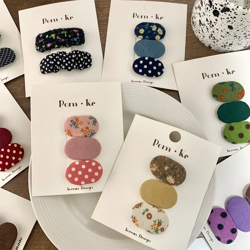 Pinzas de pelo mini ovaladas con estampado punteado para niñas - imagen 3