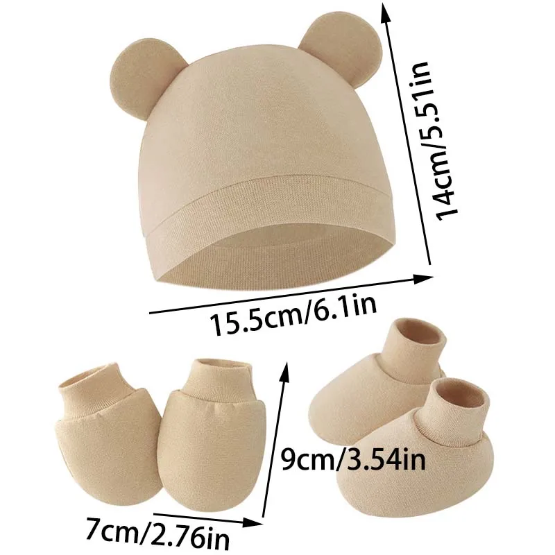Gorro, manoplas y calcetines de oso para bebé – Algodón suave arrullado - imagen 2