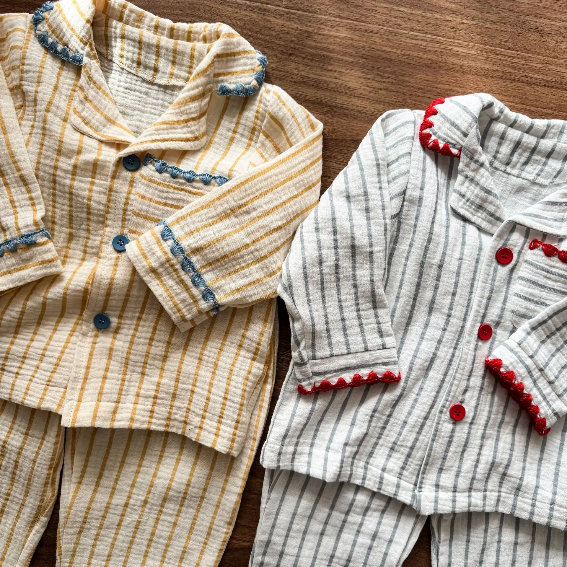 Conjunto pijama de rayas algodón suave para dormir infantil niños - imagen 2