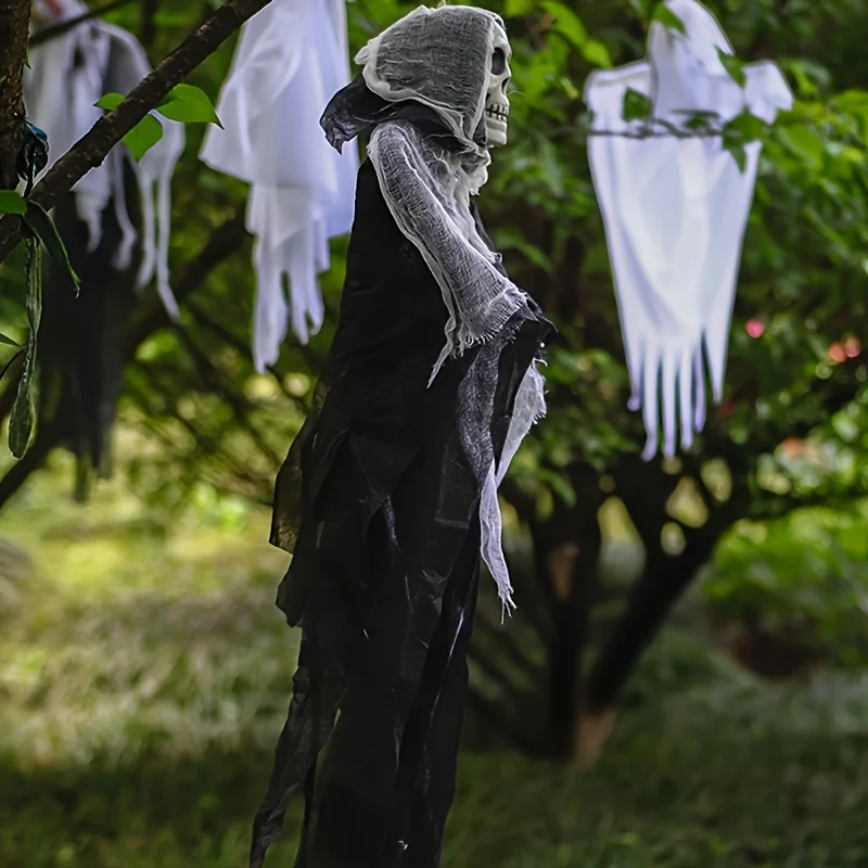 Decoración colgante Halloween en gasa con calavera realista - imagen 2