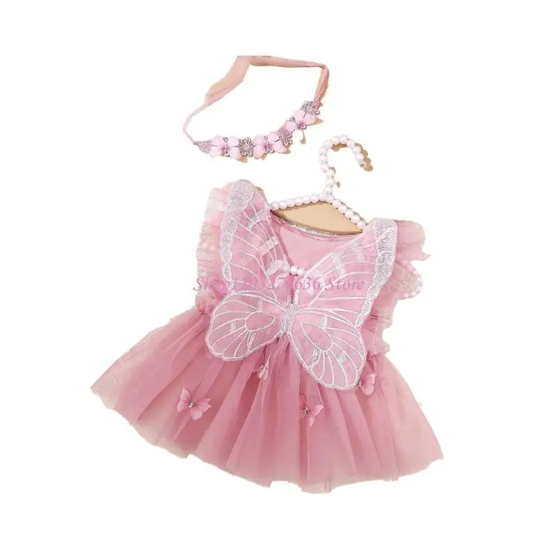 Vestido de tul en capas para sesión de fotos con diadema mariposa - imagen 2