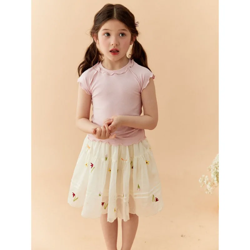 Camiseta de verano infantil transpirable de color liso para niños - imagen 2