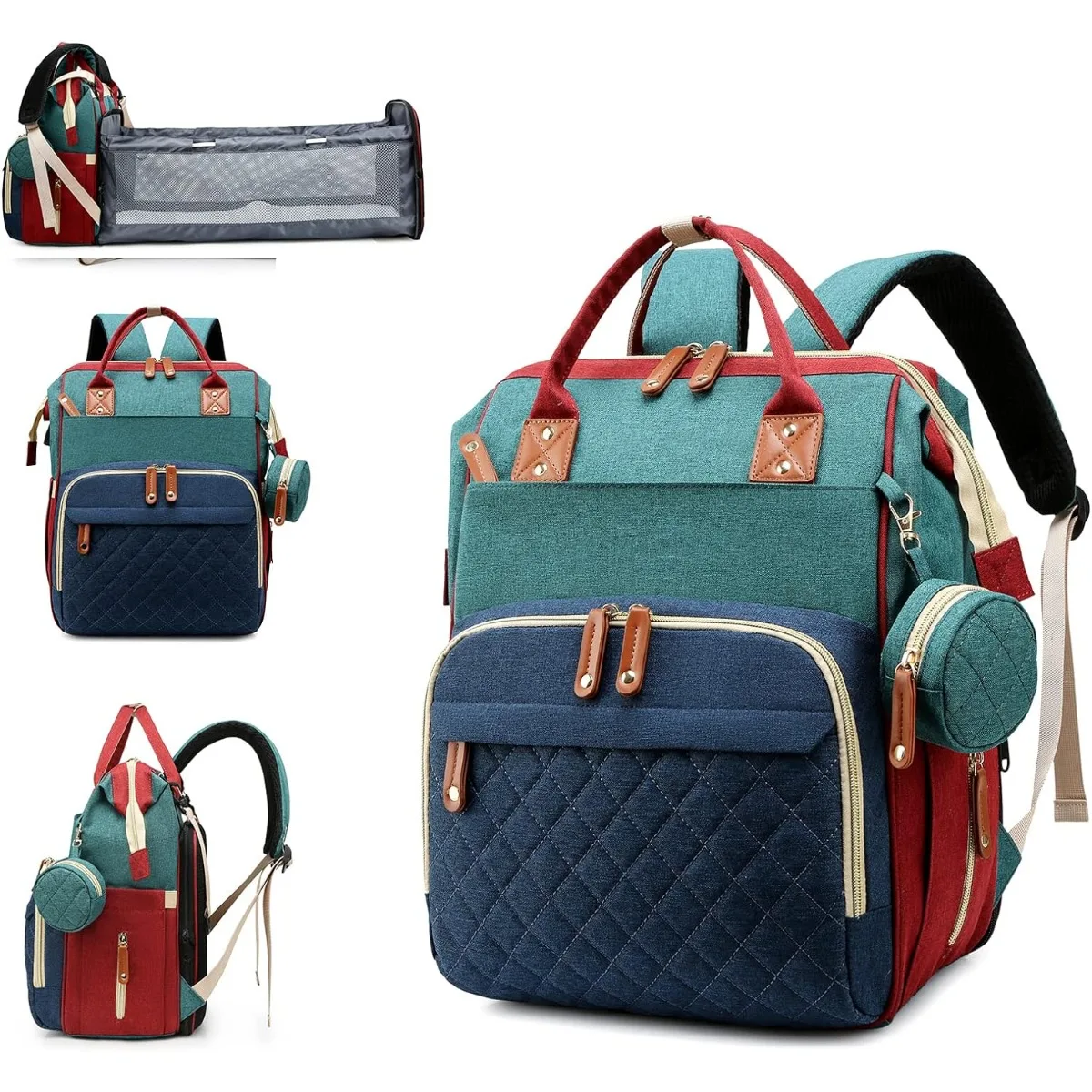Mochila cambiador para bebé plegable con bolsa de pañales