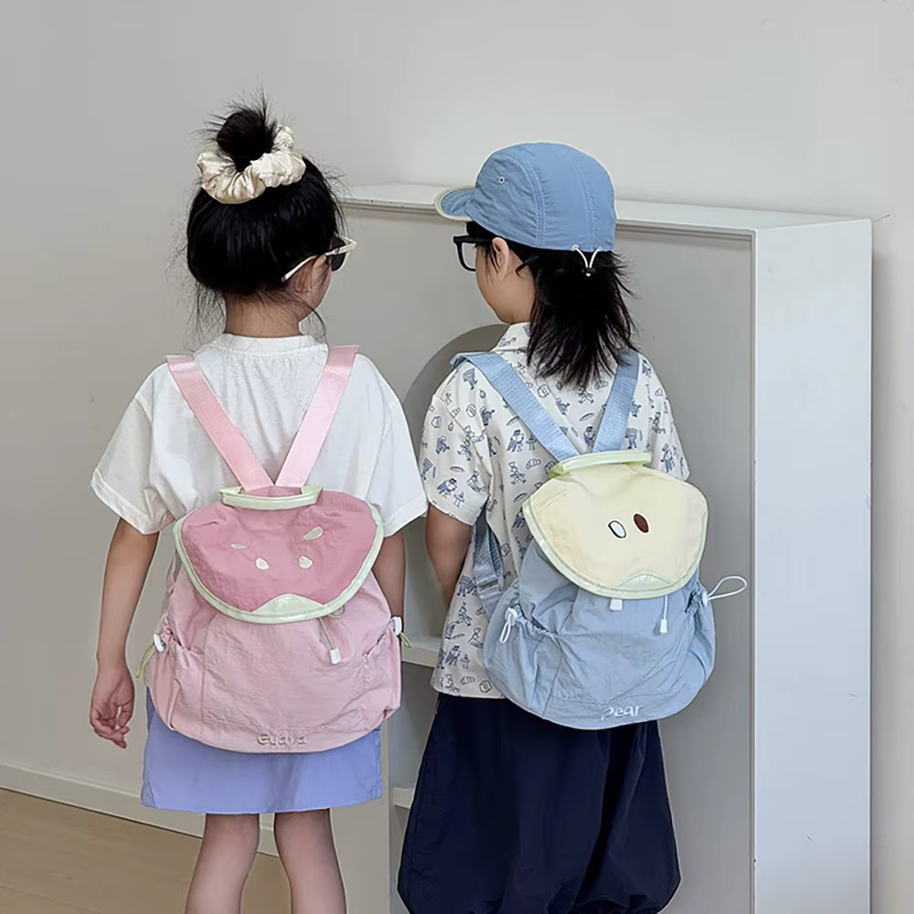 Mochila infantil suave carita sonriente macarrón con cordón preescolar - imagen 5