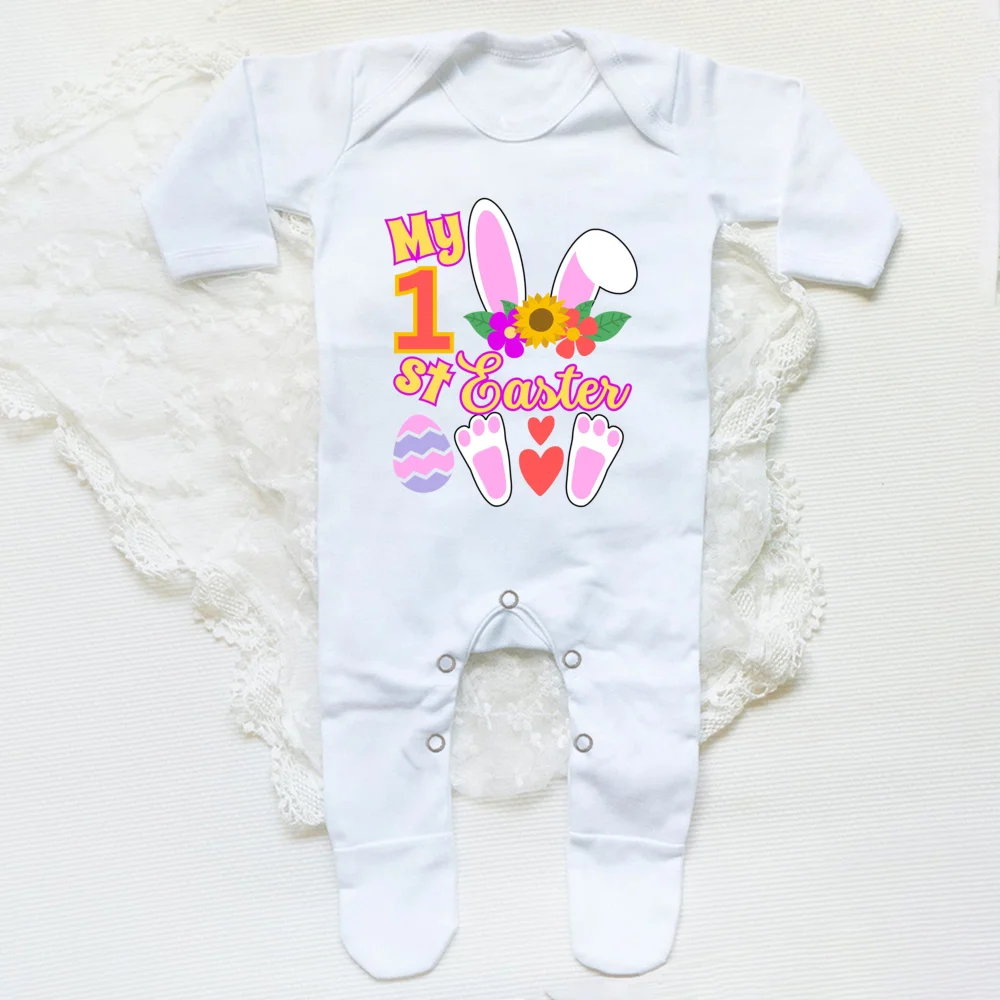 Body manga larga para bebé con estampado conejito de Pascua - imagen 3