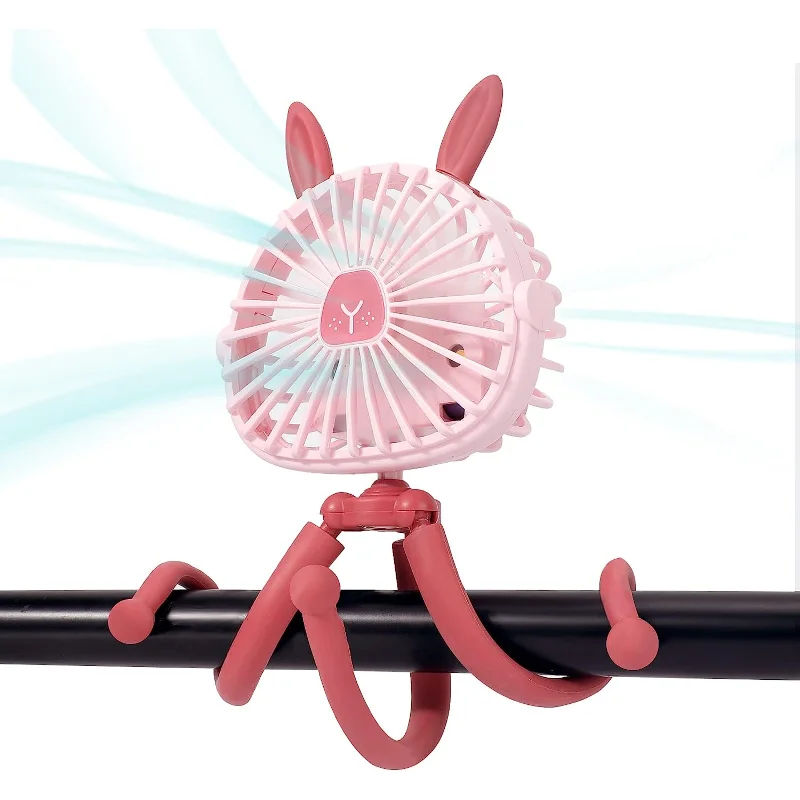 Mini ventilador portátil para cochecito con diseño de conejito - imagen 3
