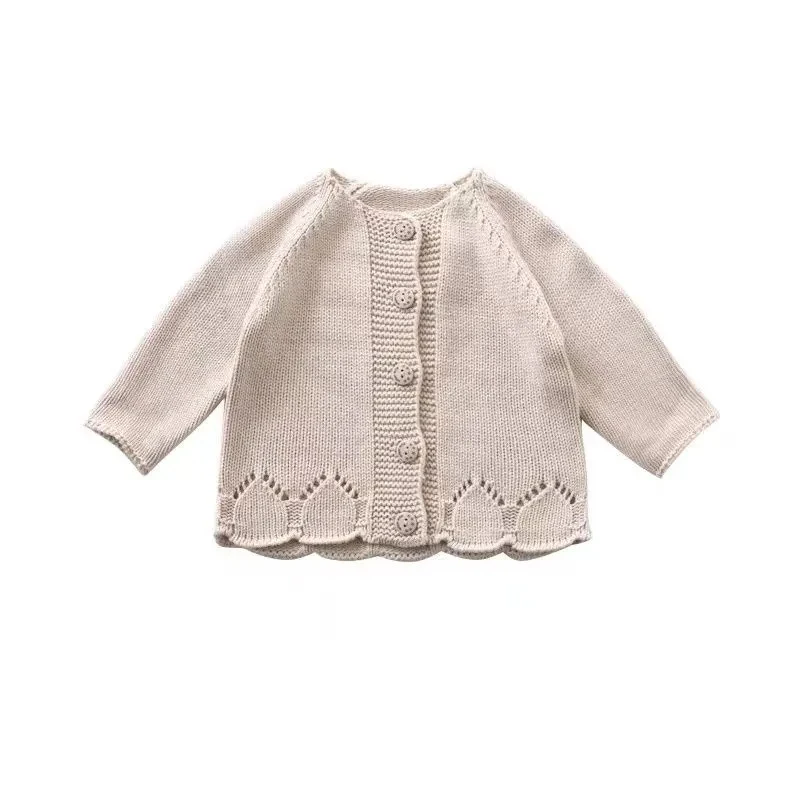 Cárdigan de punto rosa cuello redondo para niños - imagen 2
