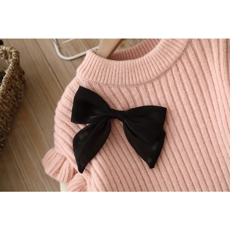 Conjunto de suéter y pantalón acampanado para niña – lazo en punto - imagen 2