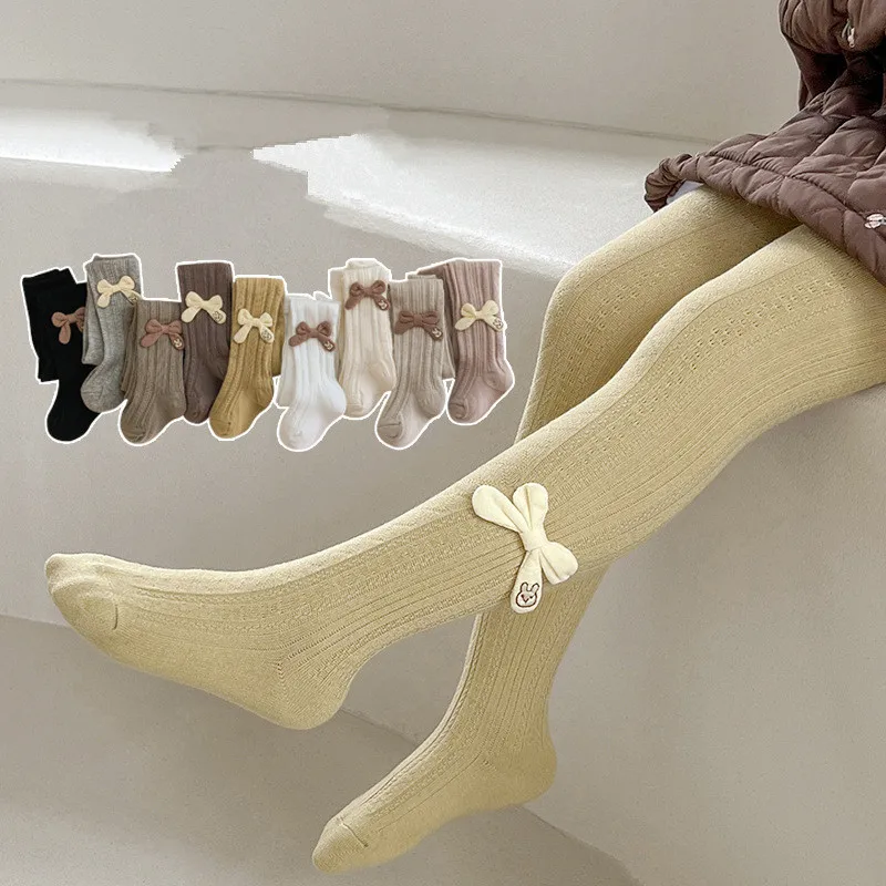 Pantimedias bordadas infantiles con lazo de conejo para entretiempo - imagen 4