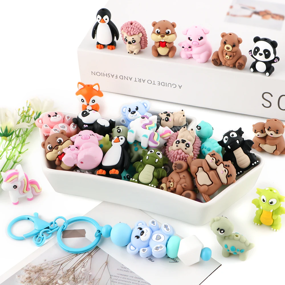 Set cuentas silicona animales diversos