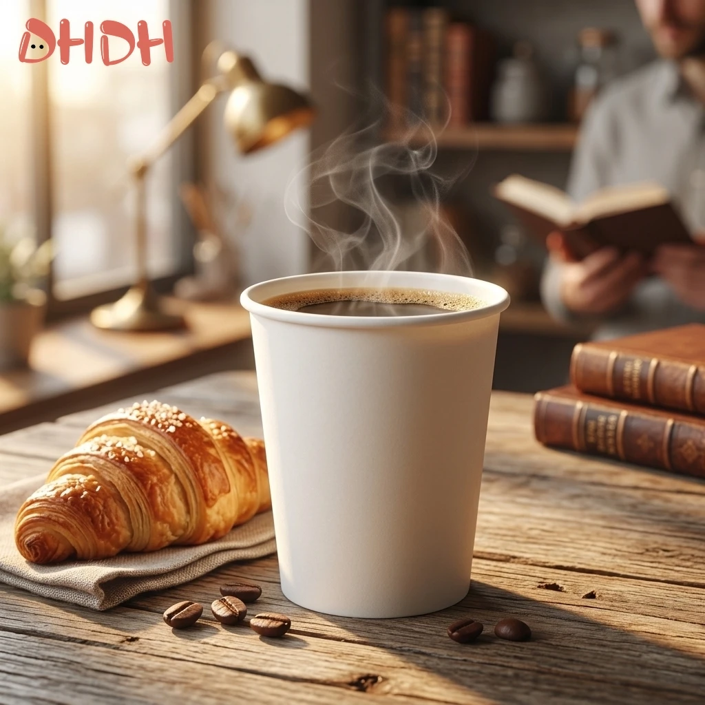 Vasos de papel desechables blancos para café, té y leche - imagen 4