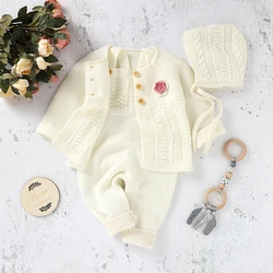 Conjunto pelele y abrigo de punto para bebé recién nacido otoño
