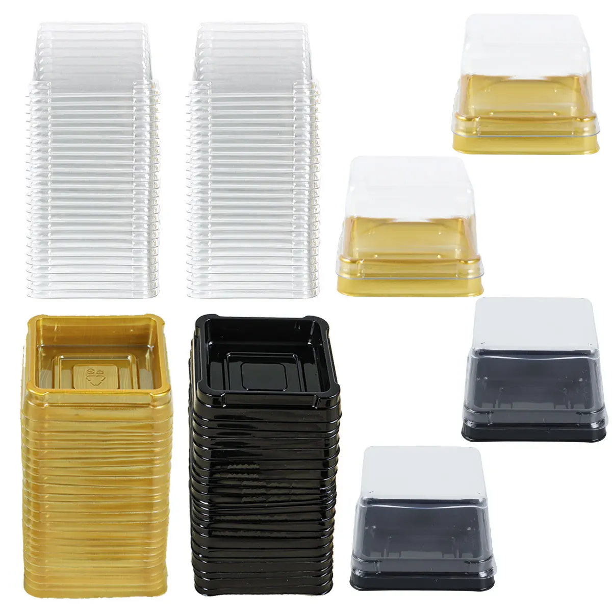 Mini caja transparente para pasteles con base y cúpula encajada