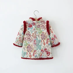 Conjunto de invierno para niña: vestido cálido de lana bordada