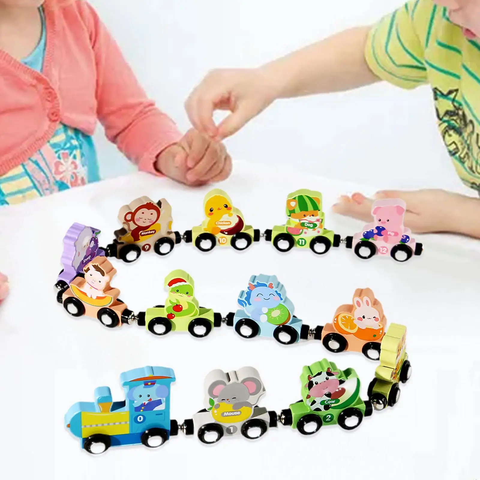 Tren de madera sensorial educativo con números para niños temprano - imagen 4