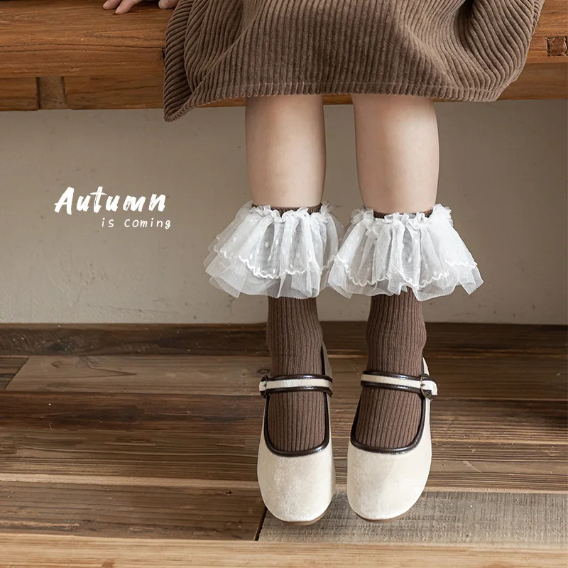 Calcetines altos de encaje para niñas – Estilo princesa caramelo - imagen 2