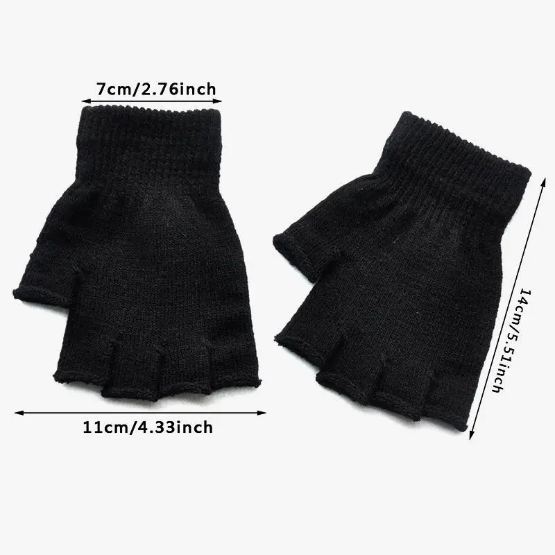 Guantes medio dedo elásticos de punto unisex para invierno - imagen 2