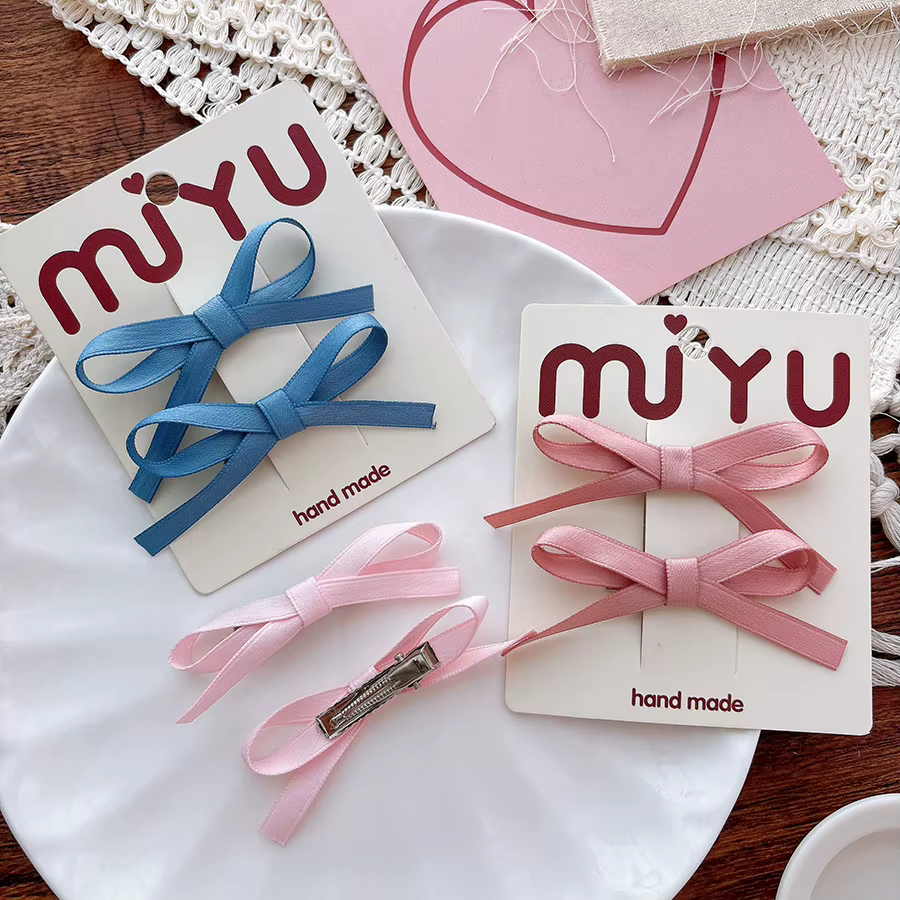 Horquillas con lazo dulce y tela suave para niñas - imagen 3
