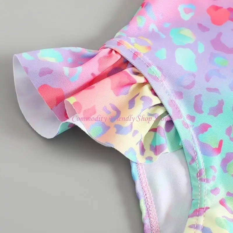 Bañador bebé de manga larga con estampado de escamas y volantes