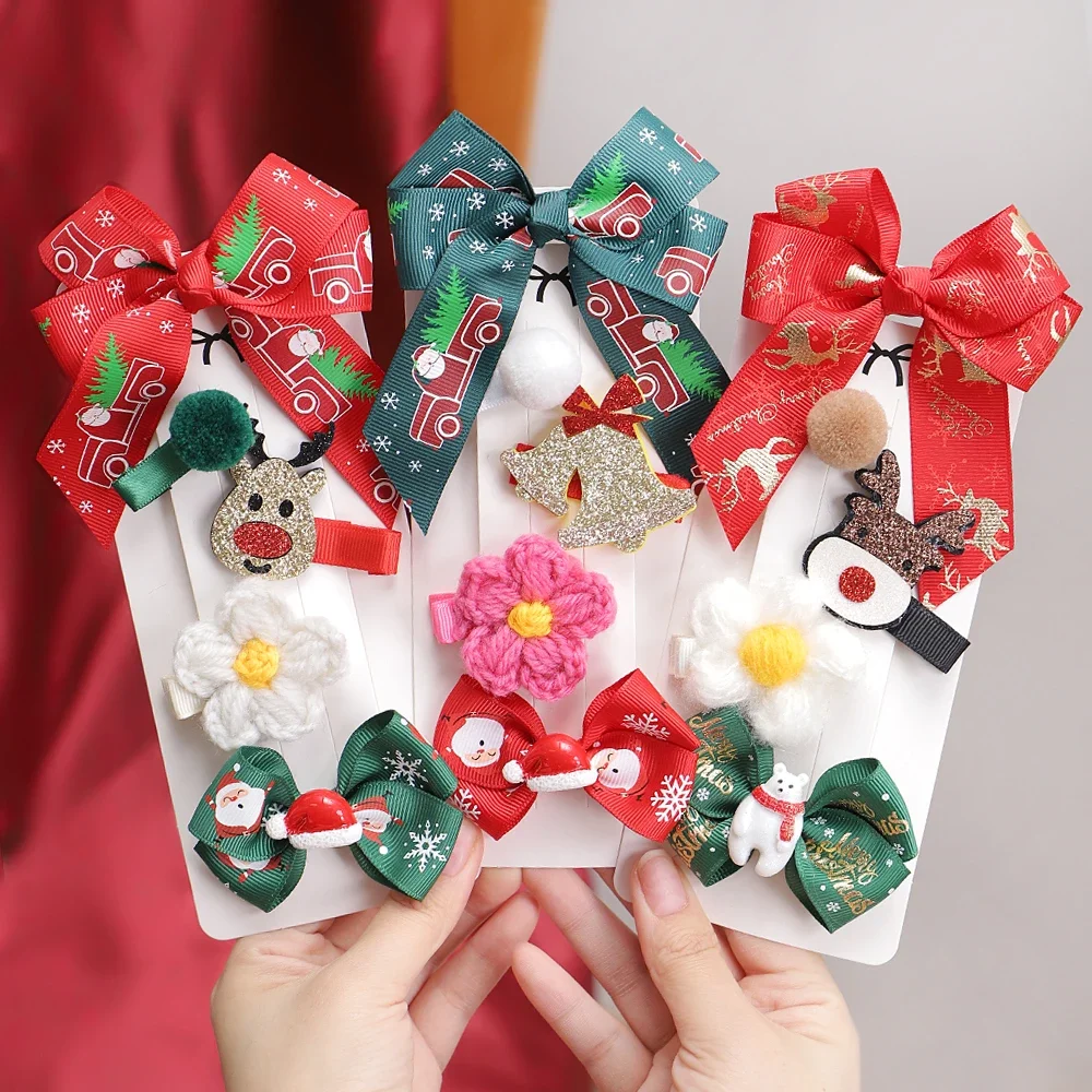 Pinzas para el pelo con lazo de alce navideño infantiles - imagen 3