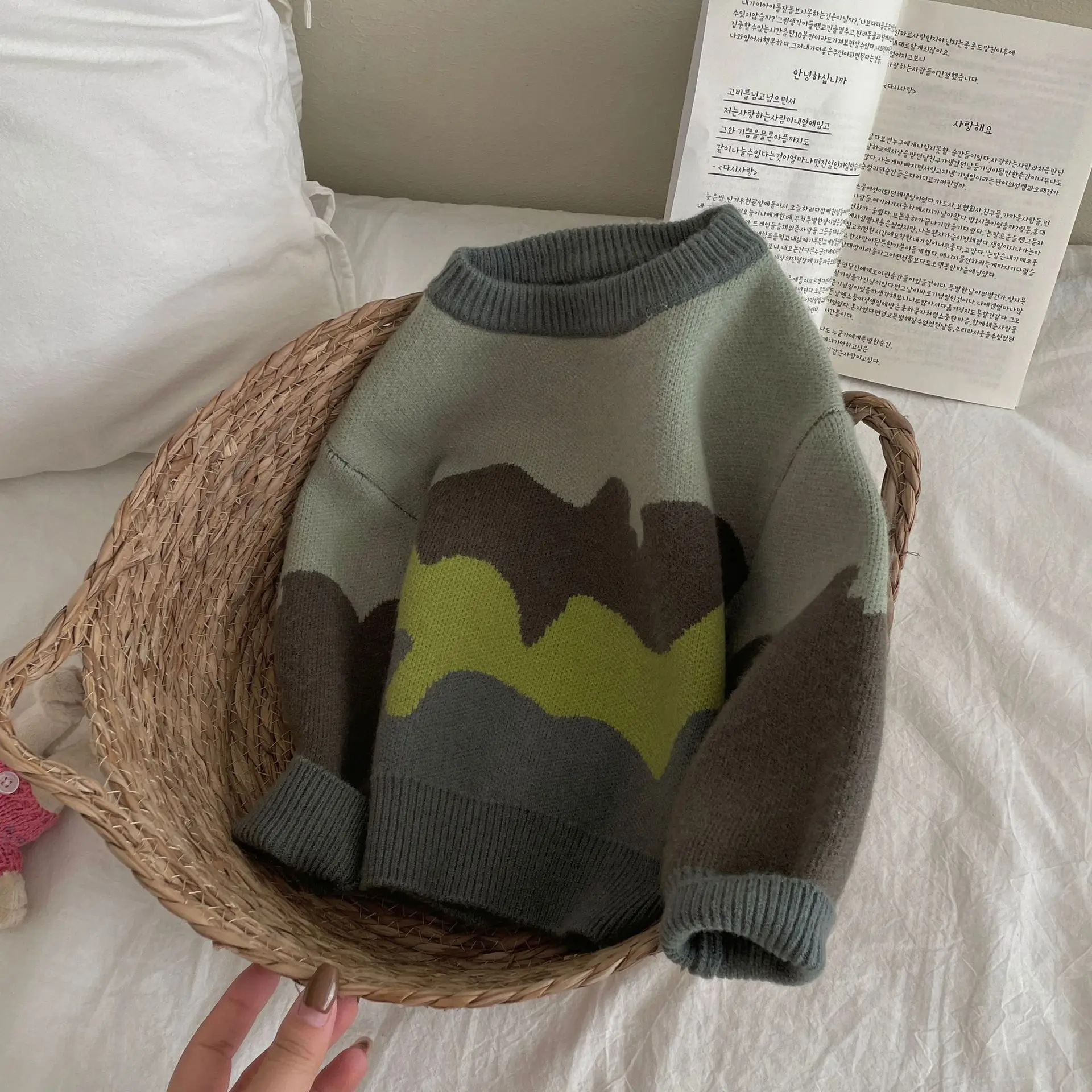 Jersey de invierno para niños en algodón a rayas con contraste - imagen 3