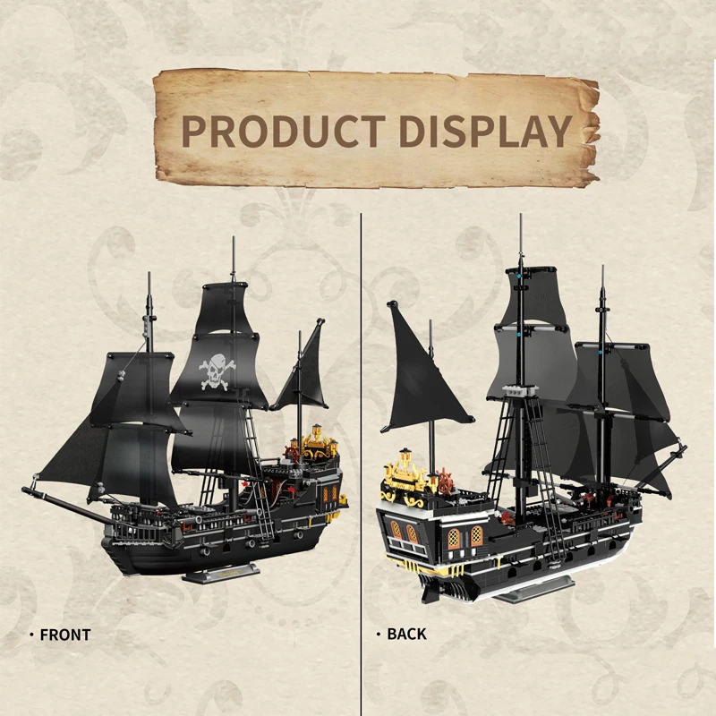 Barco Pirata Negro de Construcción – Esqueleto Fantasma - imagen 3