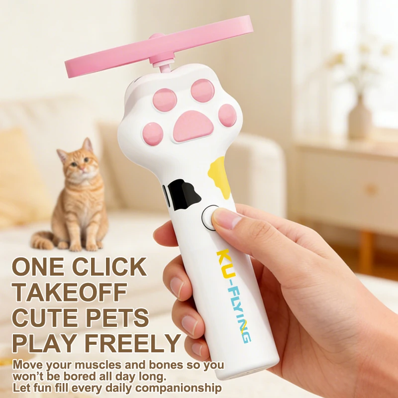 Juguete para gatos interactivo con mini pistola y discos voladores - imagen 3
