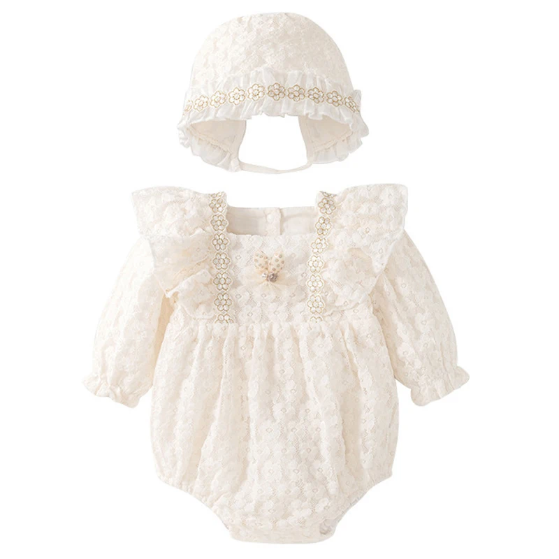 Conjunto otoño niña recién nacida con mono encaje - imagen 5
