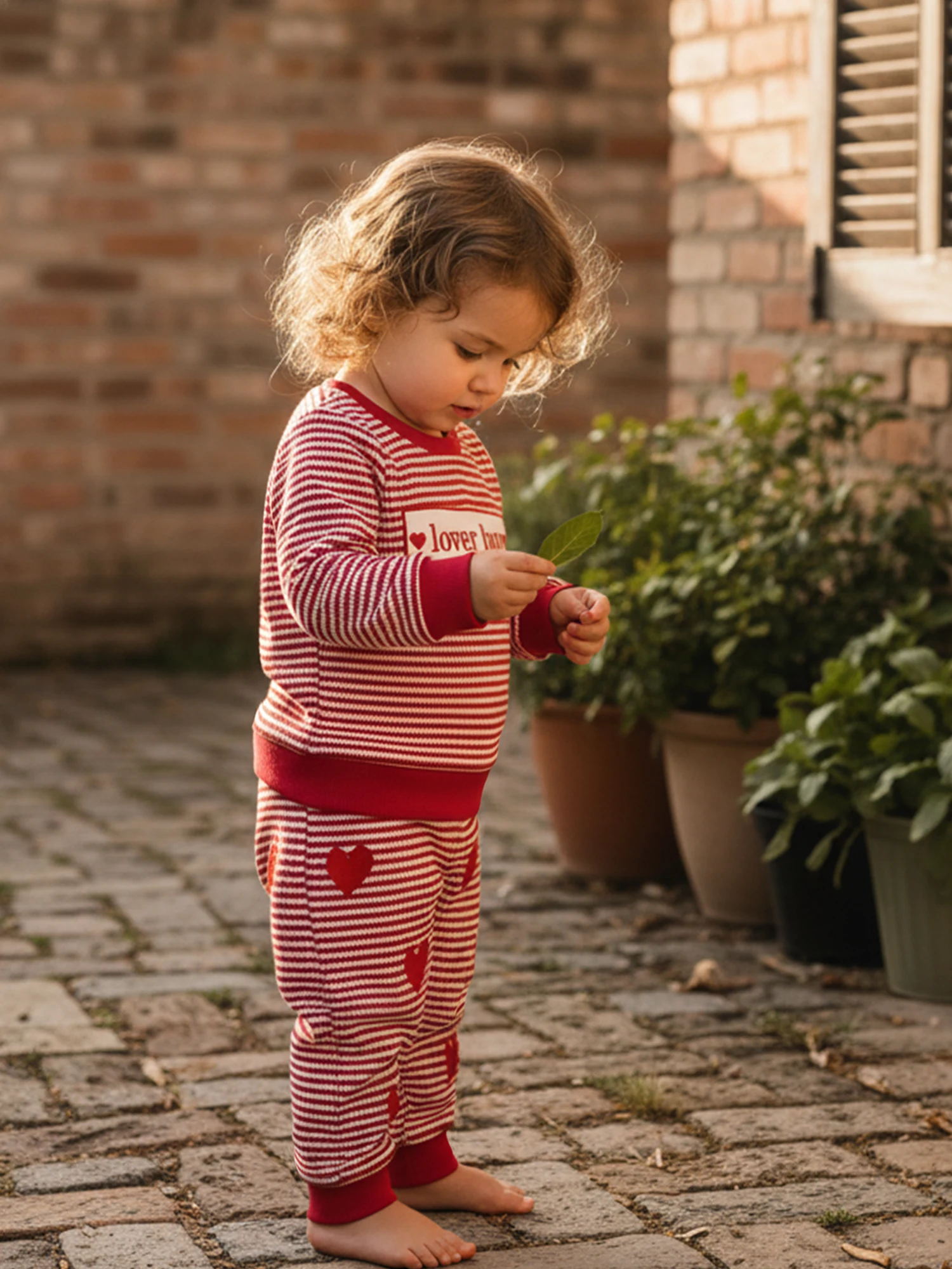 Conjunto completo con estampado de corazones