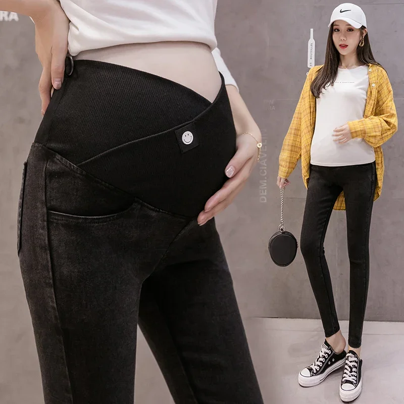 Pantalones vaqueros premamá pitillo elásticos de cintura baja