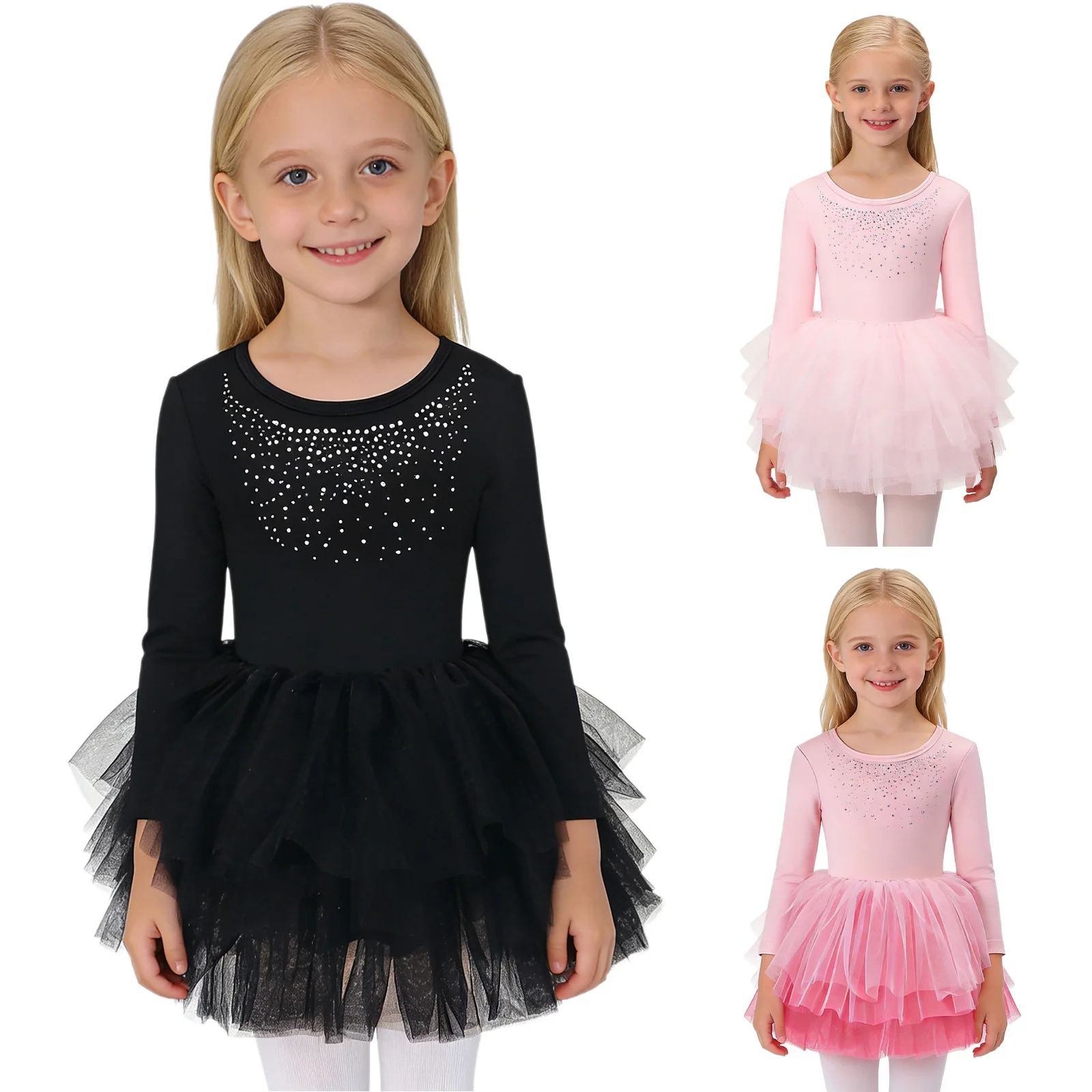 Vestido de ballet con tutú y pedrería