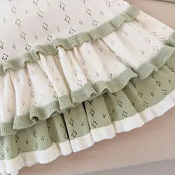 Vestido de verano para niñas en punto con volantes y calado