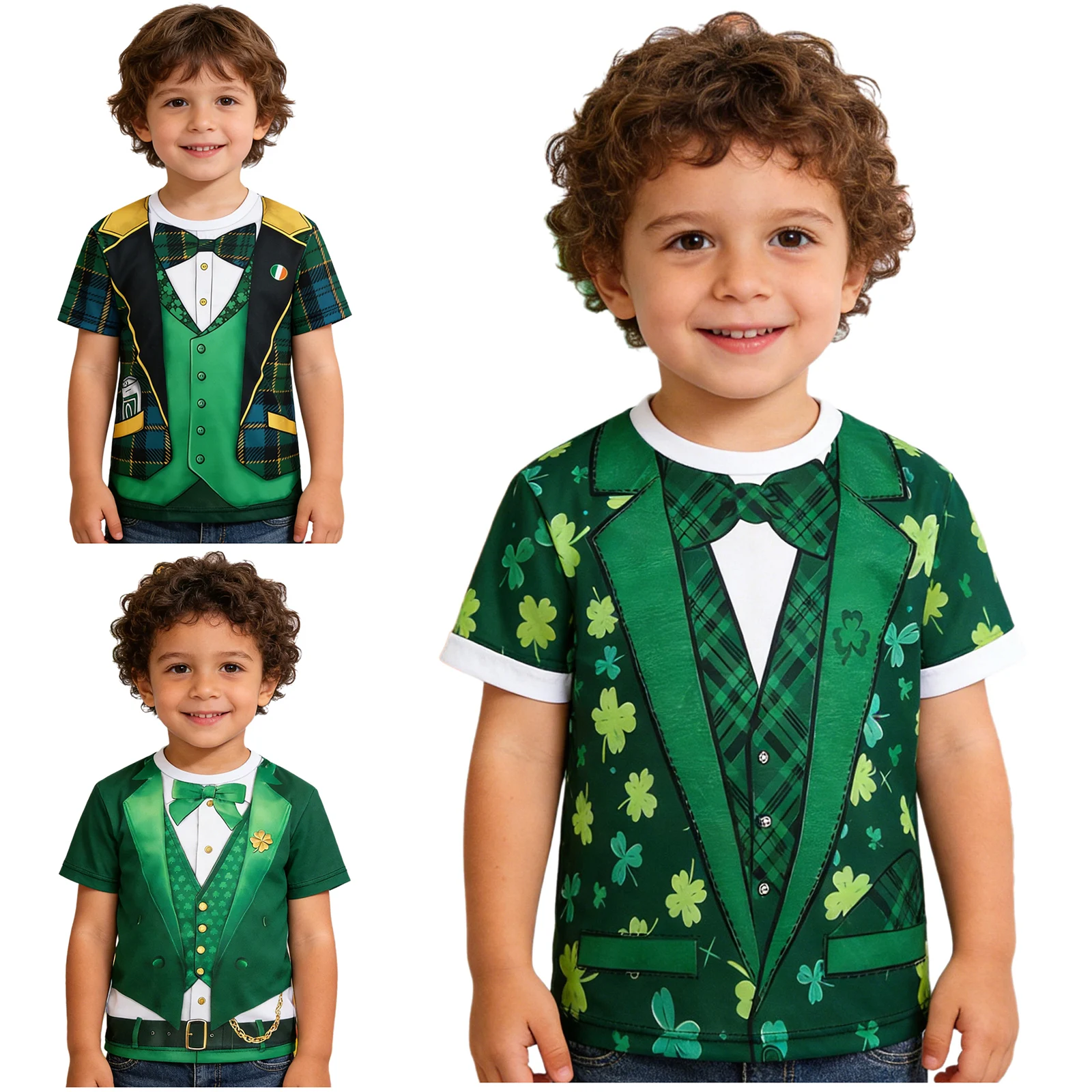 Camiseta infantil San Patricio dos piezas con estampado 3D y cuello