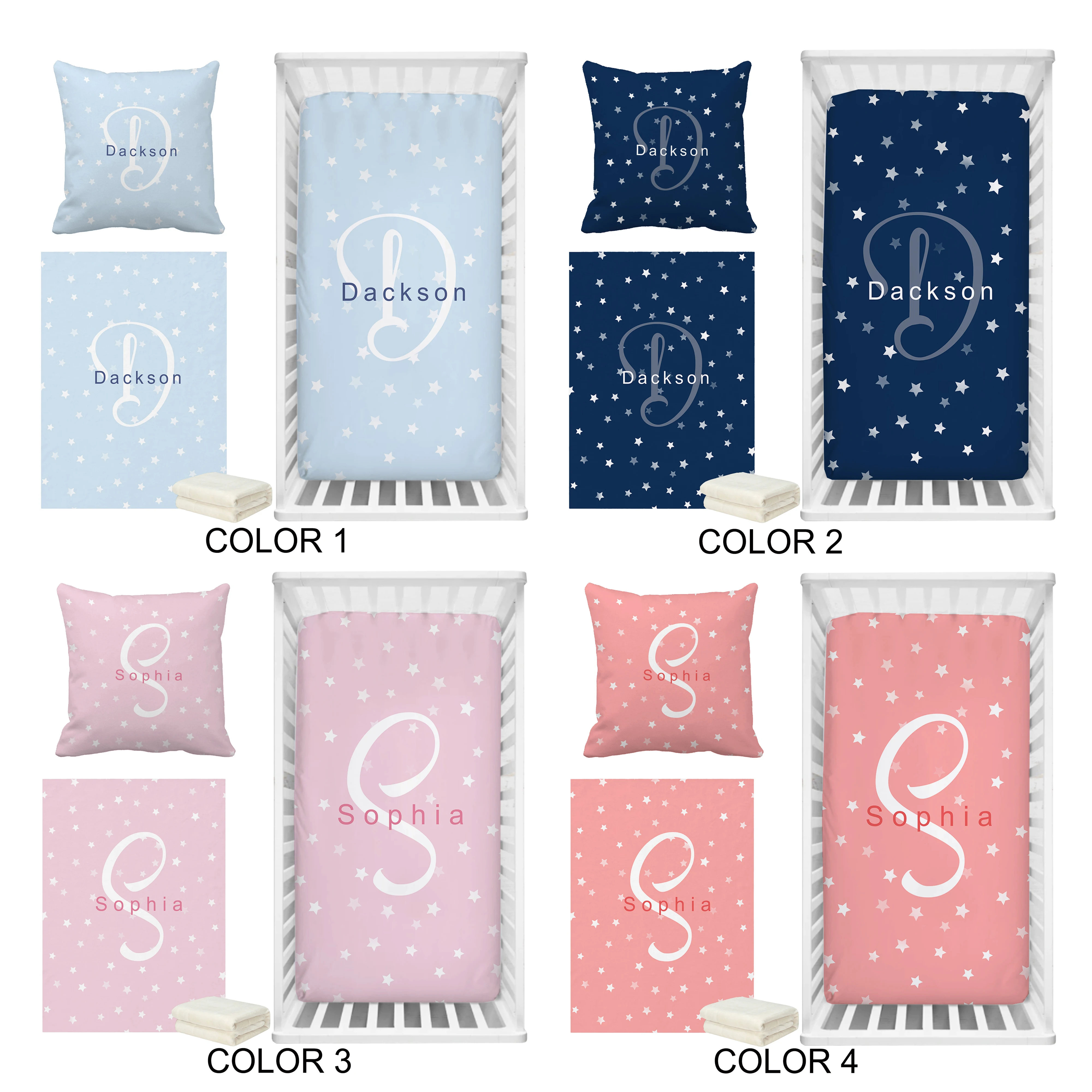 LVYZIHO Juego de ropa de cama personalizada con estrellas para bebé - imagen 5