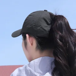 Gorra béisbol secado rápido con cola de caballo para niñas