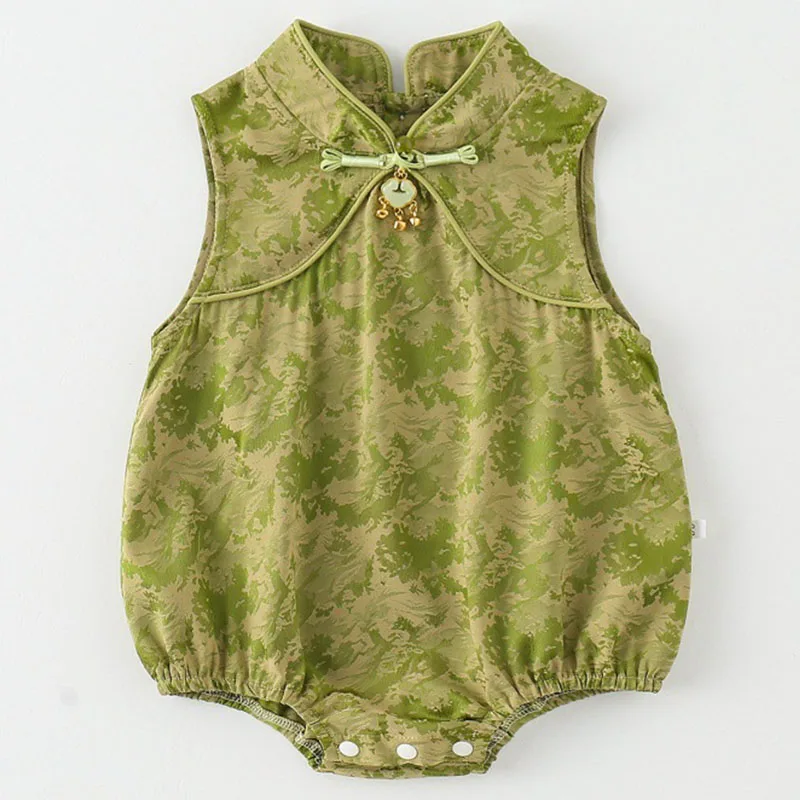 Body de verano para niña con estampado cheongsam sin mangas