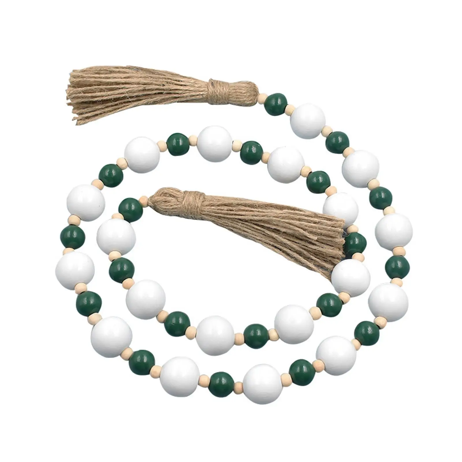 Guirnalda de cuentas madera multicolor con borlas para Navidad