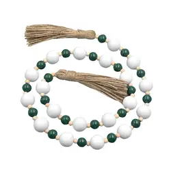 Guirnalda de cuentas madera multicolor con borlas para Navidad