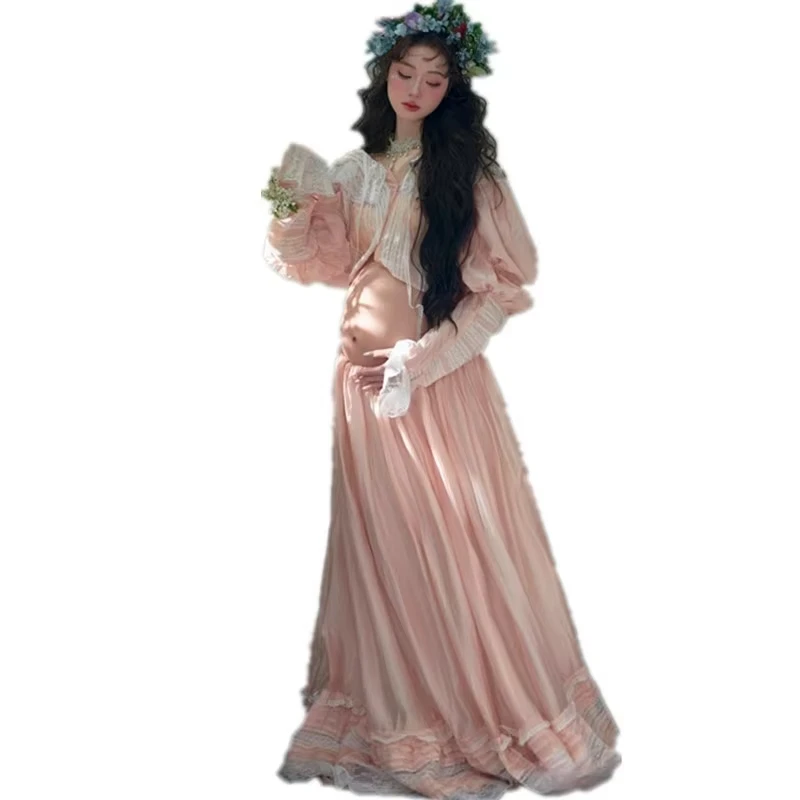Vestido premamá de encaje para sesión de fotos elegante - imagen 2