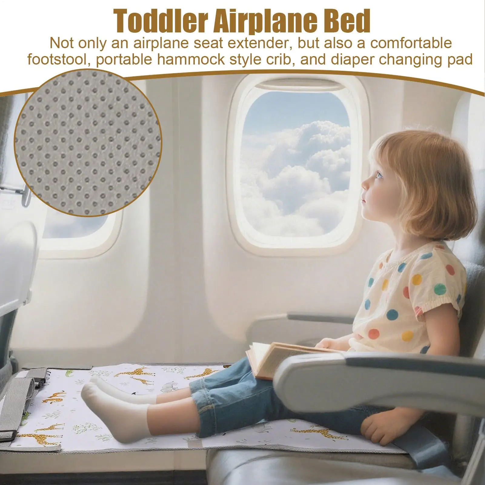 Detalle del material y la base de la cama de avión