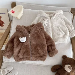 Abrigo de felpa sintética con capucha para niños – Invierno