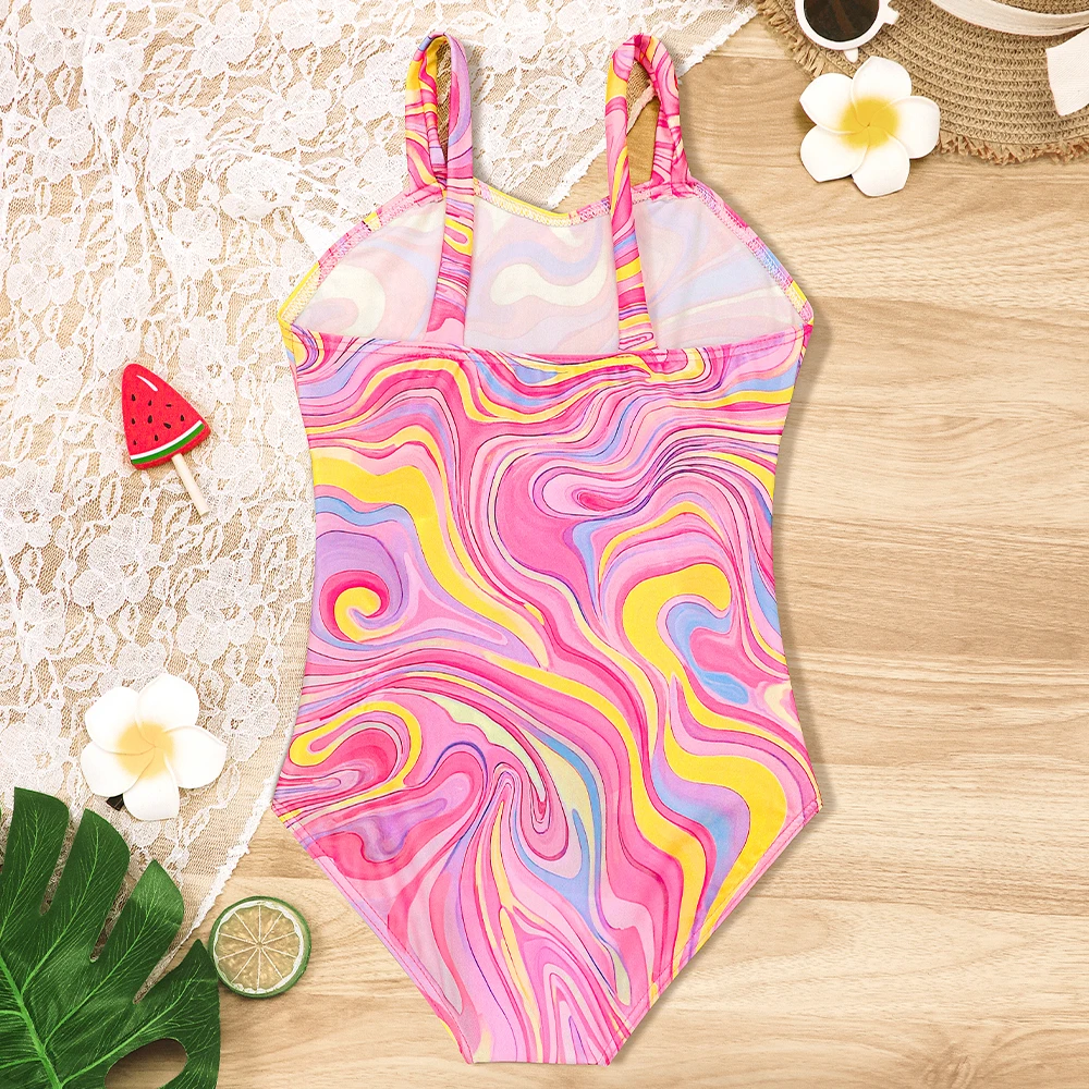 Traje de baño recortado veraniego para niña estilo surf