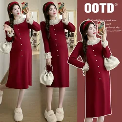 Vestido suéter de maternidad cuello alto para otoño invierno
